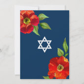 Invitation Bar Mitzvah Navy Bold Rouge Floral Aquarelle Moder (Dos)