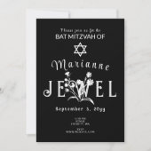 Invitation Bar Mitzvah noir et blanc (Devant)