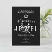 Invitation Bar Mitzvah noir et blanc (Debout devant)