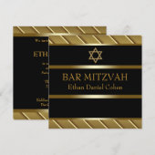 Invitation Bar Mitzvah noir et or (Devant / Derrière)