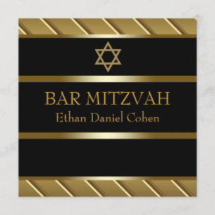 Invitation Bar Mitzvah noir et or