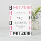 Invitation Bar Mitzvah Noir et Rose (Debout devant)