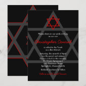 Invitation Bar Mitzvah Noir et Rouge (Devant / Derrière)