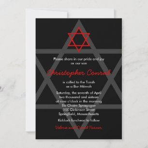 Invitation Bar Mitzvah Noir et Rouge