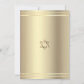 Invitation Bar Mitzvah Noir Or Feuille Script Gras Moderne (Dos)