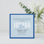 Invitation BAR MITZVAH nom moderne canard oeuf bleu royal Inv (Debout devant)