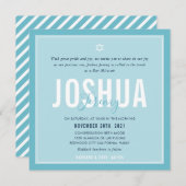 Invitation BAR MITZVAH nom moderne ciel bleu clair (Devant / Derrière)