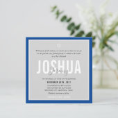 Invitation BAR MITZVAH nom moderne gris bleu royal (Debout devant)