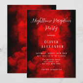 Invitation Bar Mitzvah Nuit Réception Rouge Noir Dans (Devant / Derrière)