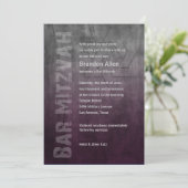 Invitation Bar Mitzvah Ombre Grunge Plum (Debout devant)