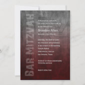 Invitation Bar Mitzvah Ombre Grunge Rouge (Devant)