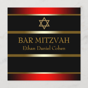 Invitation Bar Mitzvah Or Noir Rouge
