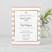 Invitation Bar Mitzvah Or Rose Et Rayure Blanche (Debout devant)