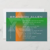 Invitation Bar Mitzvah orange et vert sur n'importe quelle co (Devant)