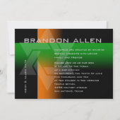 Invitation Bar Mitzvah orange et vert sur n'importe quelle co (Devant)