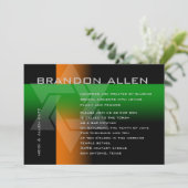 Invitation Bar Mitzvah orange et vert sur n'importe quelle co (Debout devant)