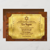 Invitation Bar Mitzvah ou Bat Mitzvah au chocolat Ticket d'Or (Devant / Derrière)