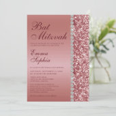 Invitation Bar Mitzvah pailleté or rose (Debout devant)