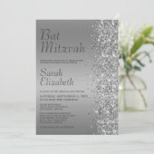 Invitation Bar Mitzvah pailletée argentée (Debout devant)