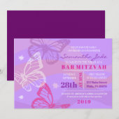 Invitation Bar Mitzvah PAPILLONS & ÉTOILES (Devant / Derrière)