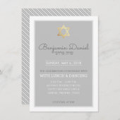 Invitation BAR MITZVAH PARTY or étoile gris - Benjamin Daniel (Devant / Derrière)