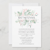 Invitation Bar Mitzvah Pastel Rose Végétal (Devant)