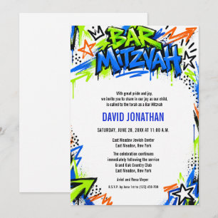 Invitation Bar Mitzvah personnalisé Street Art Graffiti