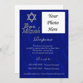 Invitation Bar mitzvah photo bleu argent RESPONSABILITÉ (Devant / Derrière)