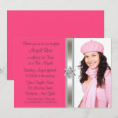 Invitation Bar Mitzvah photo rose (Devant / Derrière)