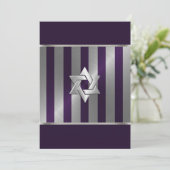 Invitation Bar Mitzvah Plum et Silver Stripe Star de David (Debout devant)