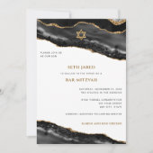 Invitation Bar Mitzvah Porte Noir et Or Bordure moderne (Devant)