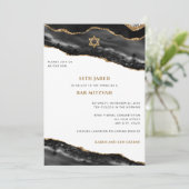 Invitation Bar Mitzvah Porte Noir et Or Bordure moderne (Debout devant)