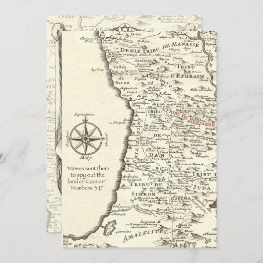 Invitation Bar Mitzvah pour un garçon nommé Benjamin (Devant / Derrière)