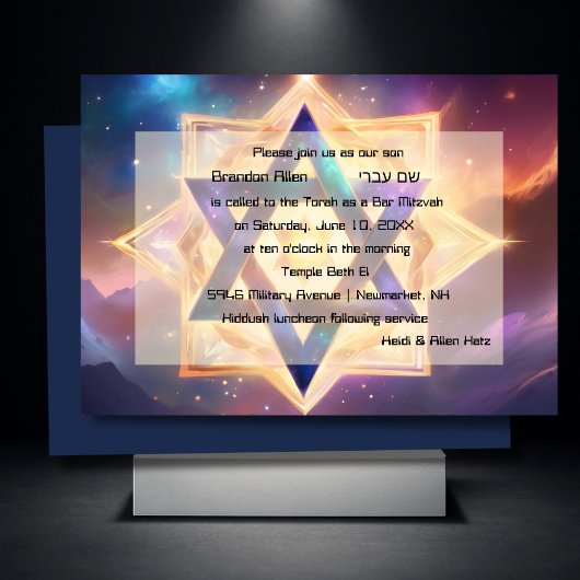 Invitation Bar Mitzvah Purple Blue Ethereal Space