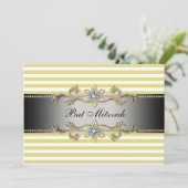 Invitation Bar Mitzvah rayée jaune et blanc (Debout devant)