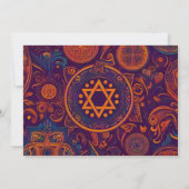 Invitation Bar Mitzvah Résumé Design violet orange (Dos)