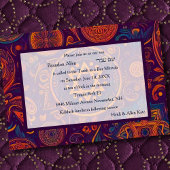 Invitation Bar Mitzvah Résumé Design violet orange