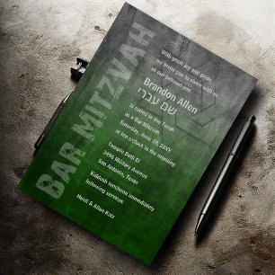 Invitation Bar Mitzvah Rogged Fade Green