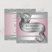 Invitation Bar Mitzvah Rose Argent (Devant / Derrière)