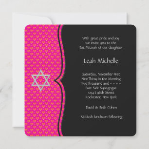 Invitation Bar Mitzvah Rose Chaud