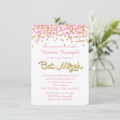 Invitation Bar Mitzvah rose et or à confettis (Debout devant)