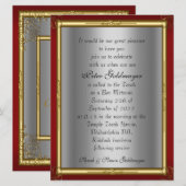 Invitation Bar Mitzvah Rouge argent (Devant / Derrière)