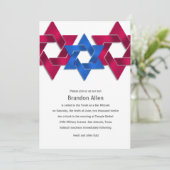 Invitation Bar Mitzvah Rouge Blanc bleu étoile de David (Debout devant)