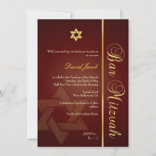 Invitation Bar Mitzvah/rouge cramoisi/or
