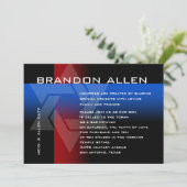 Invitation Bar Mitzvah Rouge et bleu sur n'importe quelle cou (Debout devant)