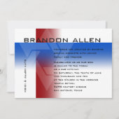 Invitation Bar Mitzvah Rouge et bleu sur n'importe quelle cou (Devant)