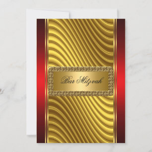 Invitation Bar Mitzvah rouge et or