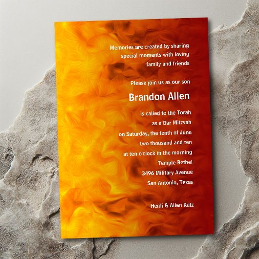 Invitation Bar Mitzvah Rouge et orange