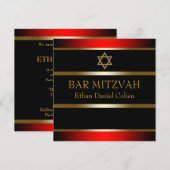 Invitation Bar Mitzvah Rouge Noir Or (Devant / Derrière)