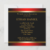 Invitation Bar Mitzvah Rouge Noir Or (Dos)